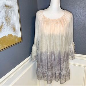 Sofia silk tiered ruffled sleeve and hem dress